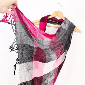 *Black & Pink  Plaid Scarf